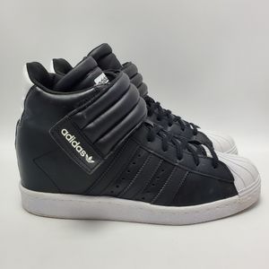 Adidas Originals Superstar Concealed Wedge Black White High Top Sneakers Size 9